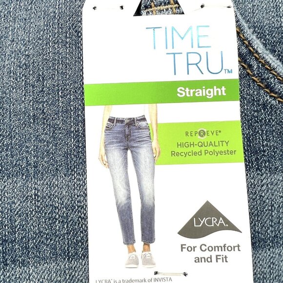 NWT Time & Tru Women's Straight Leg High Rise Blue Stretch Jeans Plus Size 24 - Picture 7 of 9